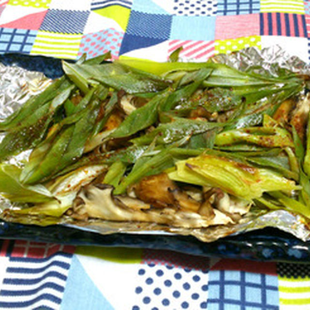 舞茸の白ネギのホイル焼き
