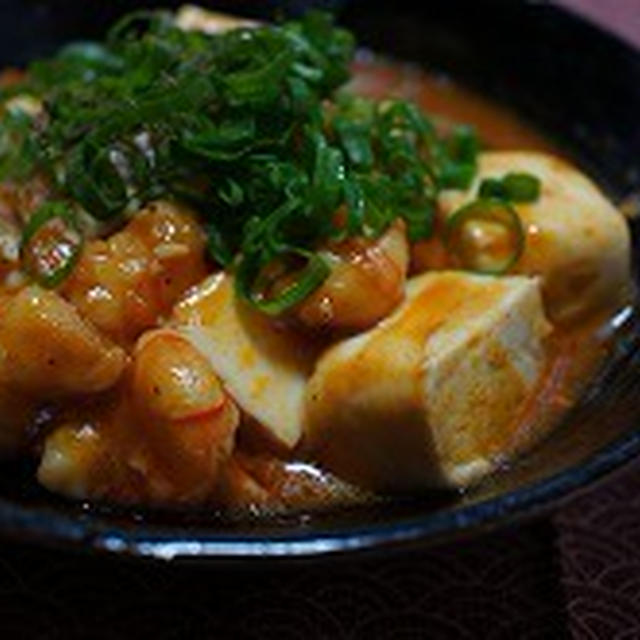エビと豆腐のピリ辛煮込み