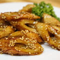 ３６５日おつまみレシピNo.１２８「ちくわの甘辛ごま炒り」