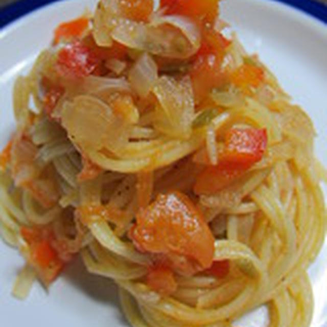 「つぶつぶ野菜のトマトソースで☆夏野菜パスタ」