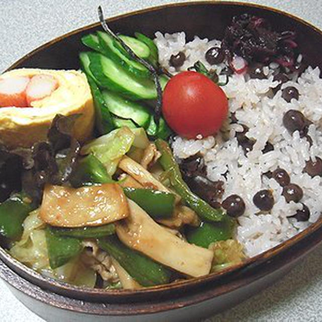 赤えんどう豆ご飯の弁当