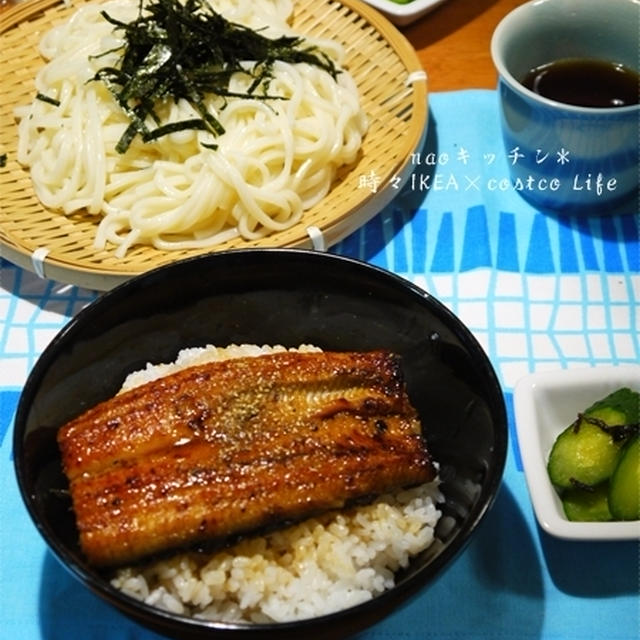コストコ讃岐うどん×鰻の蒲焼き丼♪
