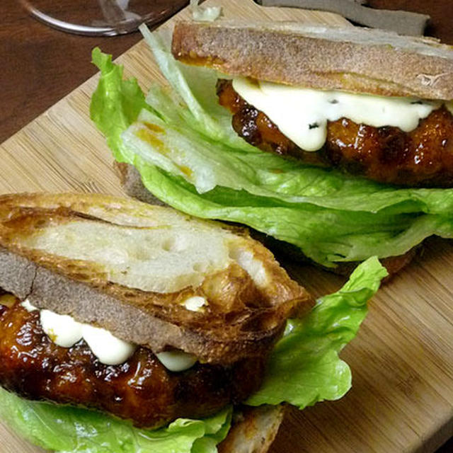 照り焼き海老バーガーと鴨トースト