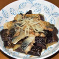サバと茄子の焼き煮＆タマネギと生椎茸の焼き肉ダレ炒めサラダ