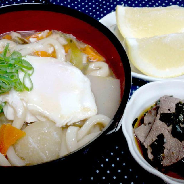 三平汁→あんかけ煮込みうどんに変身(^^♪　身体ポカポカで風邪予防　＆　大雨特別警報　