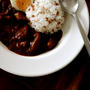 本挽きカレー・・そばの実入りのごはんと♪