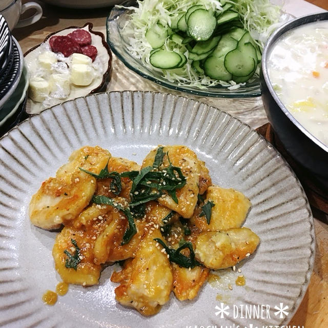夜ご飯と息子のお弁当箱。