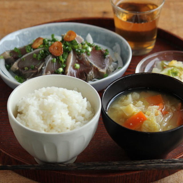 【魚の日】鰹のたたき献立