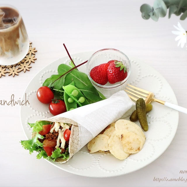 おうちカフェごはん<簡単‼︎>トルティーヤdeラップサンド♡
