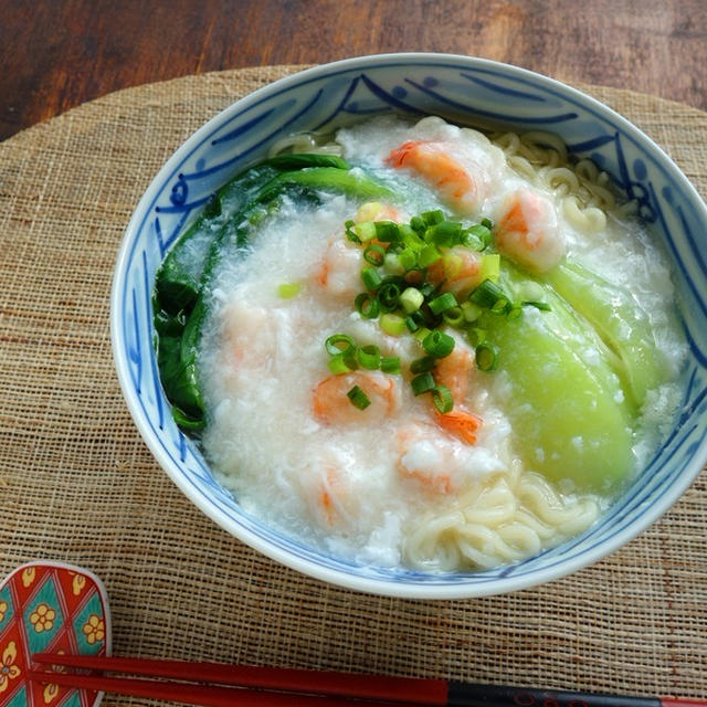 海老と青梗菜の淡雪ラーメン