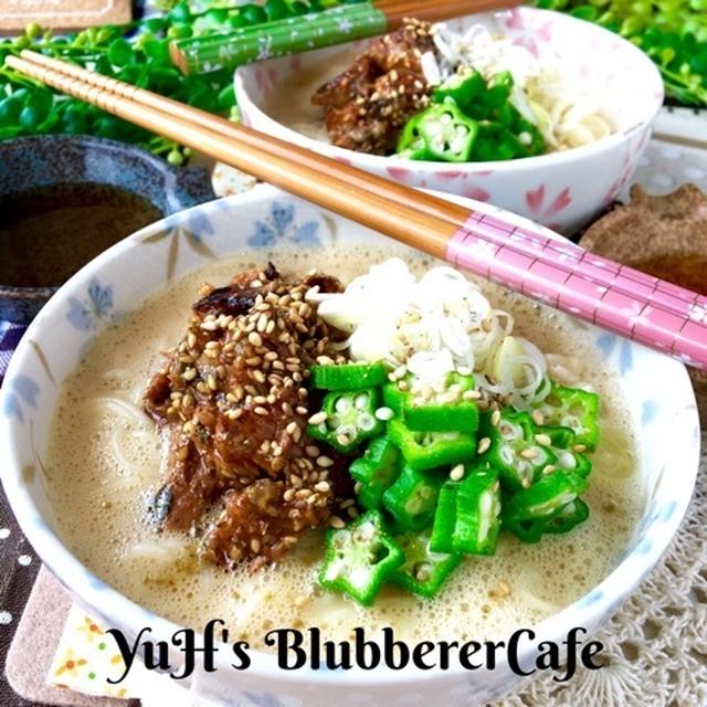 夏におすすめ♡さんまの蒲焼缶deかき玉ぶっかけ素麺
