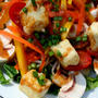 Fried Tofu Salad with Miso Dressing揚げ豆腐のサラダ、味噌ドレッシング