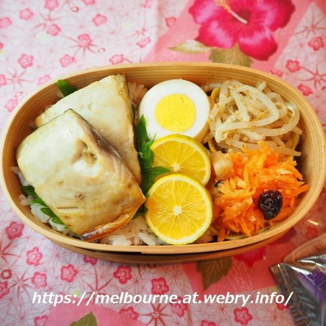 つくおき常備菜　と　いつもの塩さば弁当