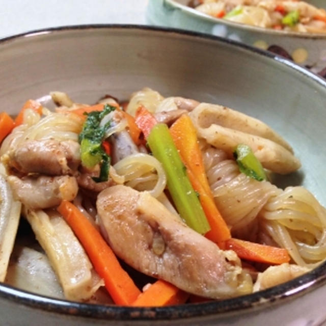 レンコンと鶏肉の炒め煮♪
