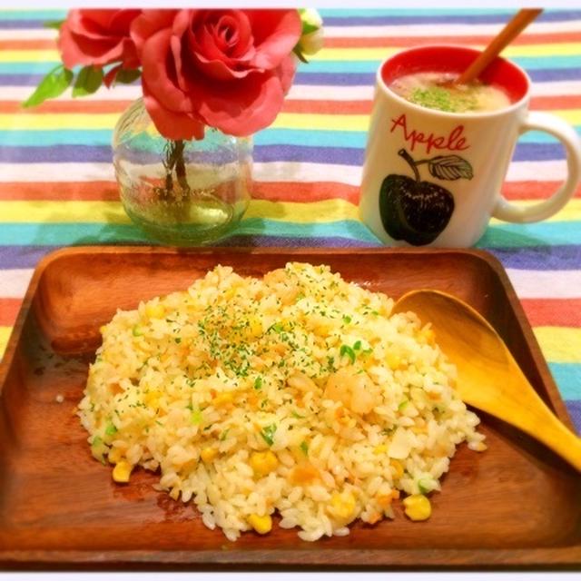 レンジだけで作る♩えびピラフと半熟卵スープのレシピ