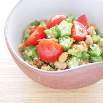 箸休めに⭐︎オクラ納豆とトマトのあえもの