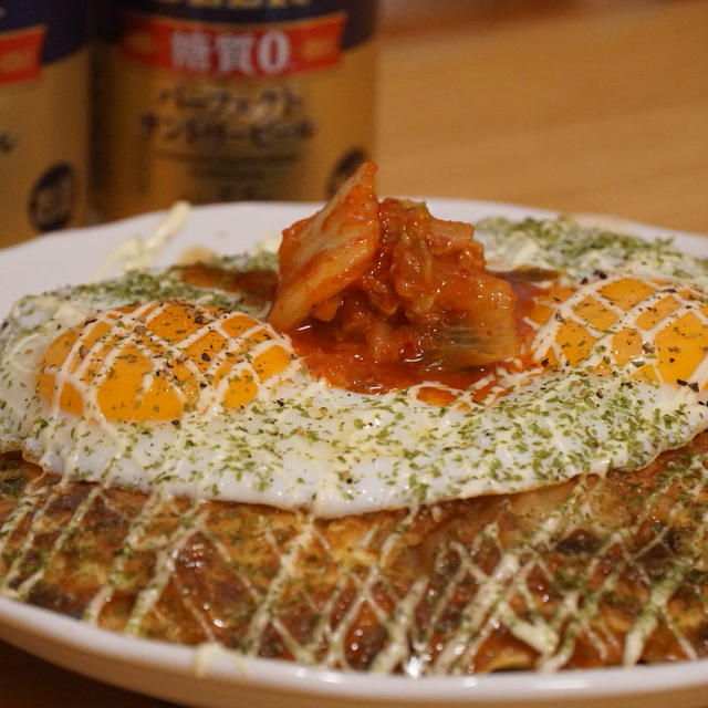 フライパンでつくる！「目玉焼きのせ♬お好み焼き」