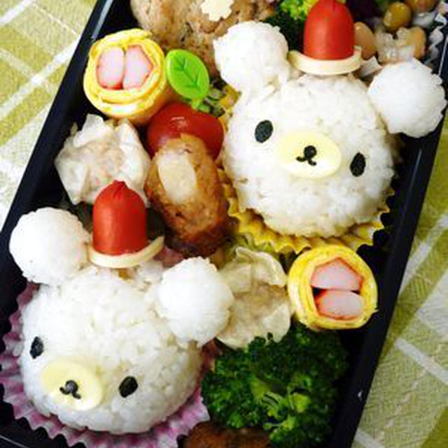 ふたごの白クマくん弁当＆生後３ヶ月