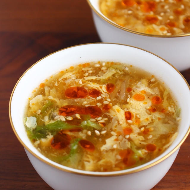 【レシピ】白菜と卵の中華スープ  サンラータン風（‎酸辣湯風）