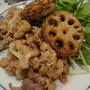 サクサク蓮根と切り落とし肉の生姜炒め♪