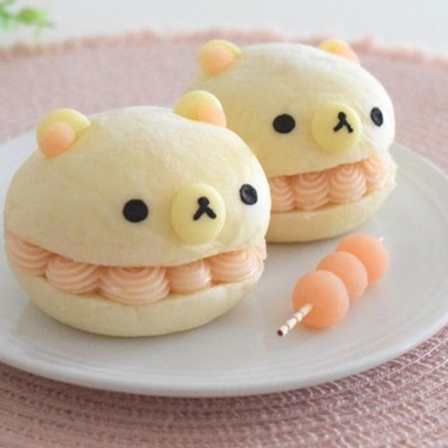 コリラックマパン♪白桃あんクリームチーズサンド♡