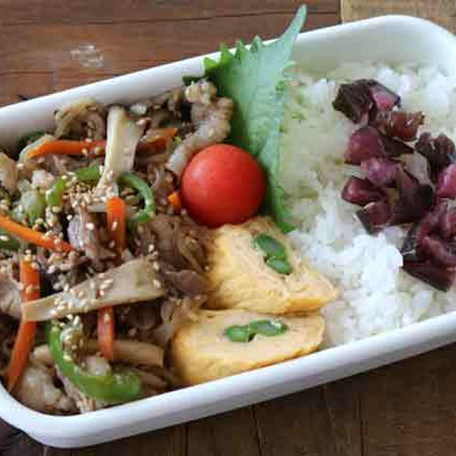 ダイエットにはしらたき！豚こまの節約チャプチェ弁当