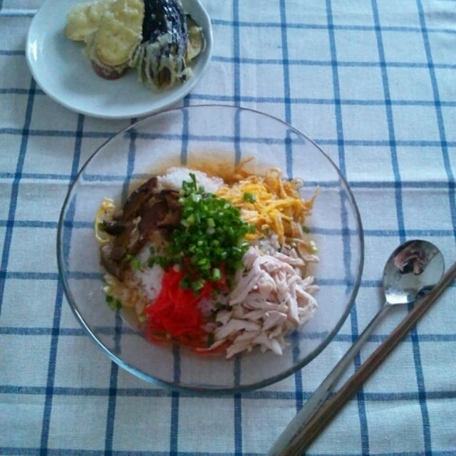 鶏飯と芋天