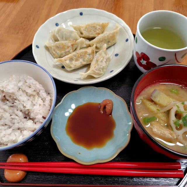 焼き餃子と味噌汁