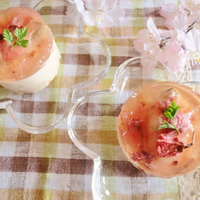 きまぐれランチ☆２８.４月の料理教室♪桜もちのレアチーズ風プチガトー