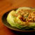 白菜の蒸し焼き、肉みそソース