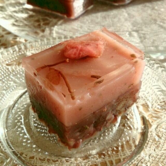 アガーで桜羊羮/晩ごはん。
