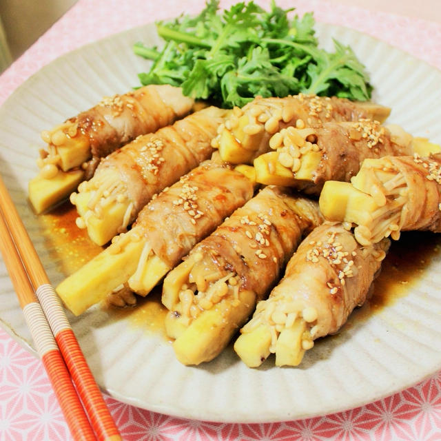 お弁当にも◎ホクホクおいしい「さつまいもの肉巻き」