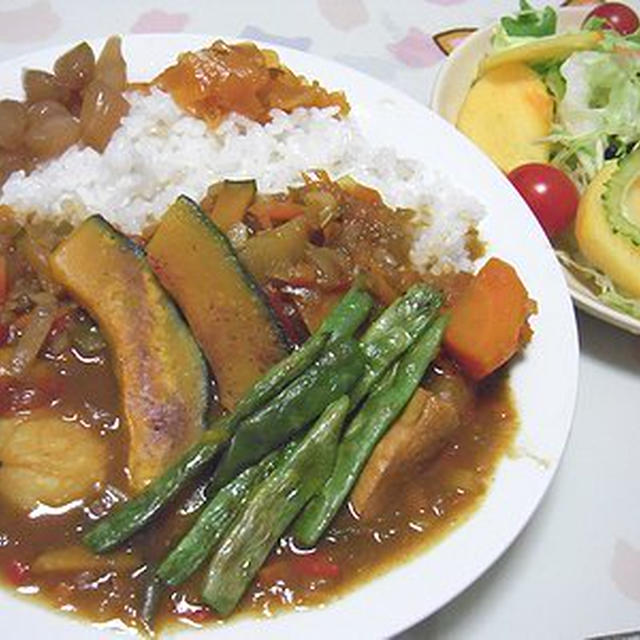 久しぶりのカレーライス。階段で遊ぶあんこ