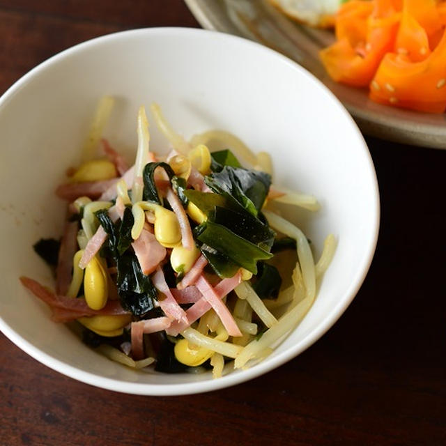 2015年1月10日の朝食。簡単な、大豆もやしの中華サラダのレシピ付き