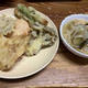 筍の天ぷら。葉玉ねぎの煮物