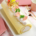 JUNA夫さんの誕生日に作った桜あんクリームロール☆合格祝いや卒業・入学のお祝いにも