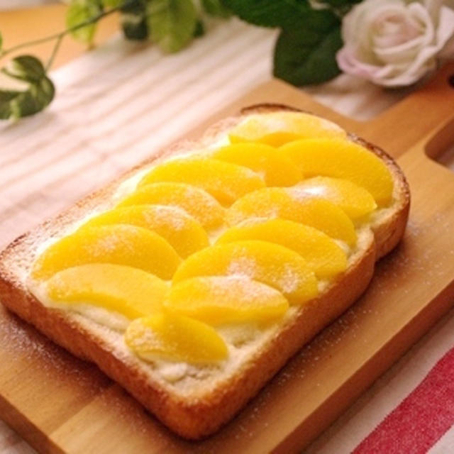 「桃缶クリームチーズトースト」☆くらしのアンテナに掲載ありがとうございます