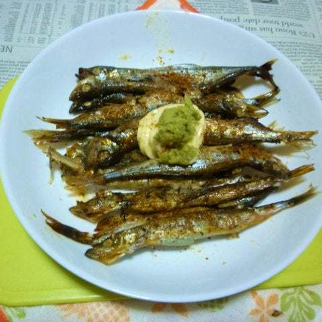 樺太ししゃもの醤油漬けの網焼きのタパス