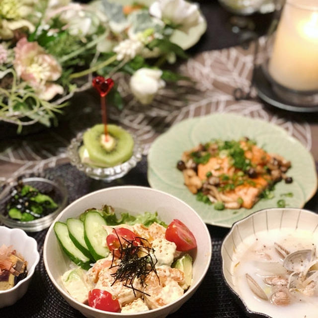 お魚尽くし第２弾♪海老とアボカドどんぶり＆生鮭としめじのバター醤油炒め