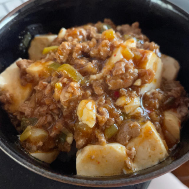 お盆明けの在宅ランチ、麻婆豆腐丼