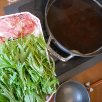 タカラ本みりんのおつゆで食べる水菜と豚肉のハリハリ鍋風