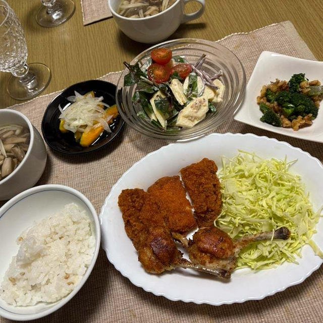 無料のＬチキレッドメインの野菜たっぷり晩御飯♪