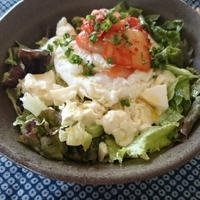 豆腐とキムチのサラダごはん
