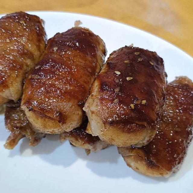 節約できて簡単旨い！業務スーパーのアレで超簡単肉巻き作りました(o^^o)