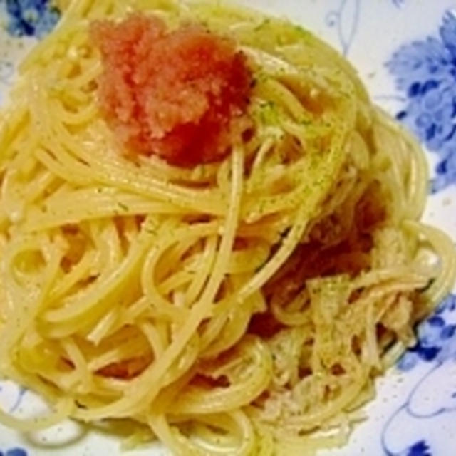 我が家の“バター醤油風味の明太子スパゲティー”