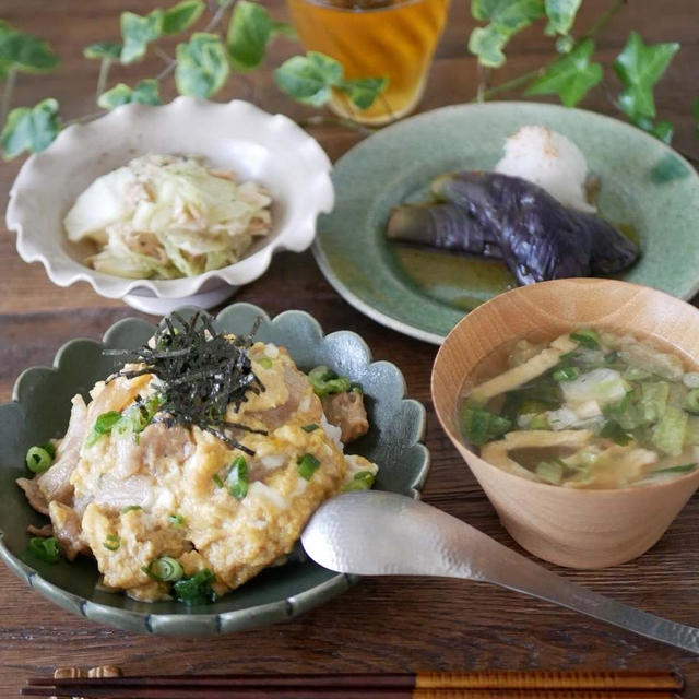 親子丼と副菜2種