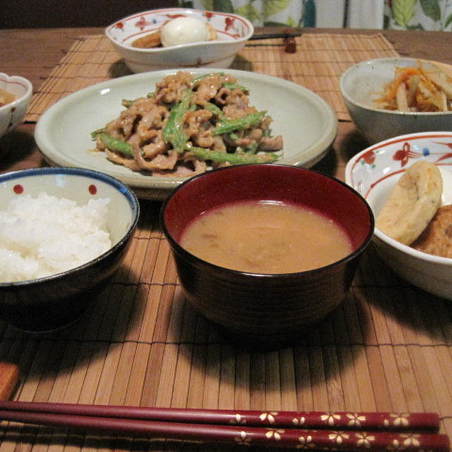 豚肉といんげんのゴマ味噌炒め