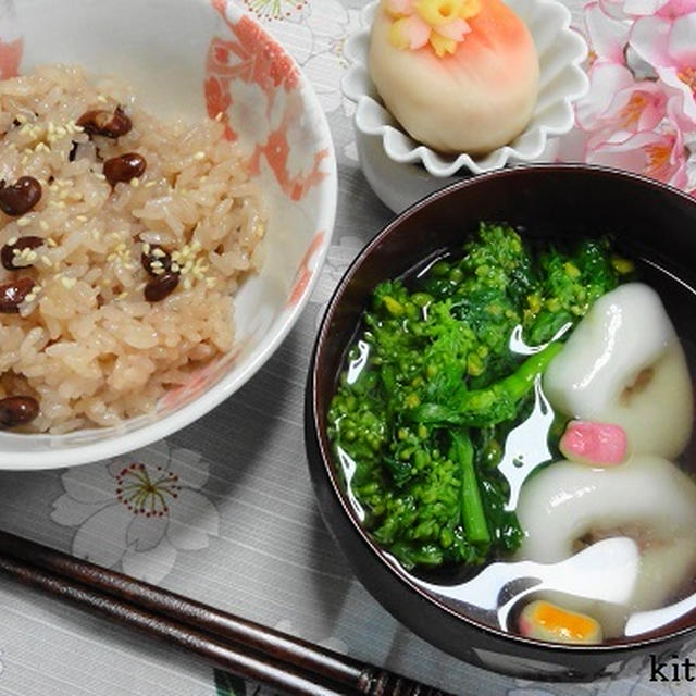 春の菜の花と桜の朝食