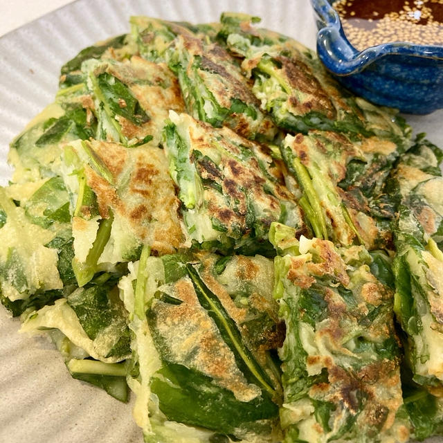 【空芯菜】シャキうま♡空芯菜たっぷりチヂミ