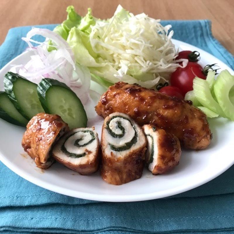 鶏ささみの青しそロール梅照り焼き